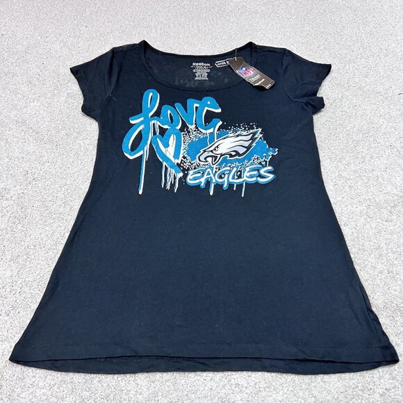 Reebok T-Shirt Philadelphia Eagles Black Short Sleeve Women’s Size Large NWT - Picture 1 of 11